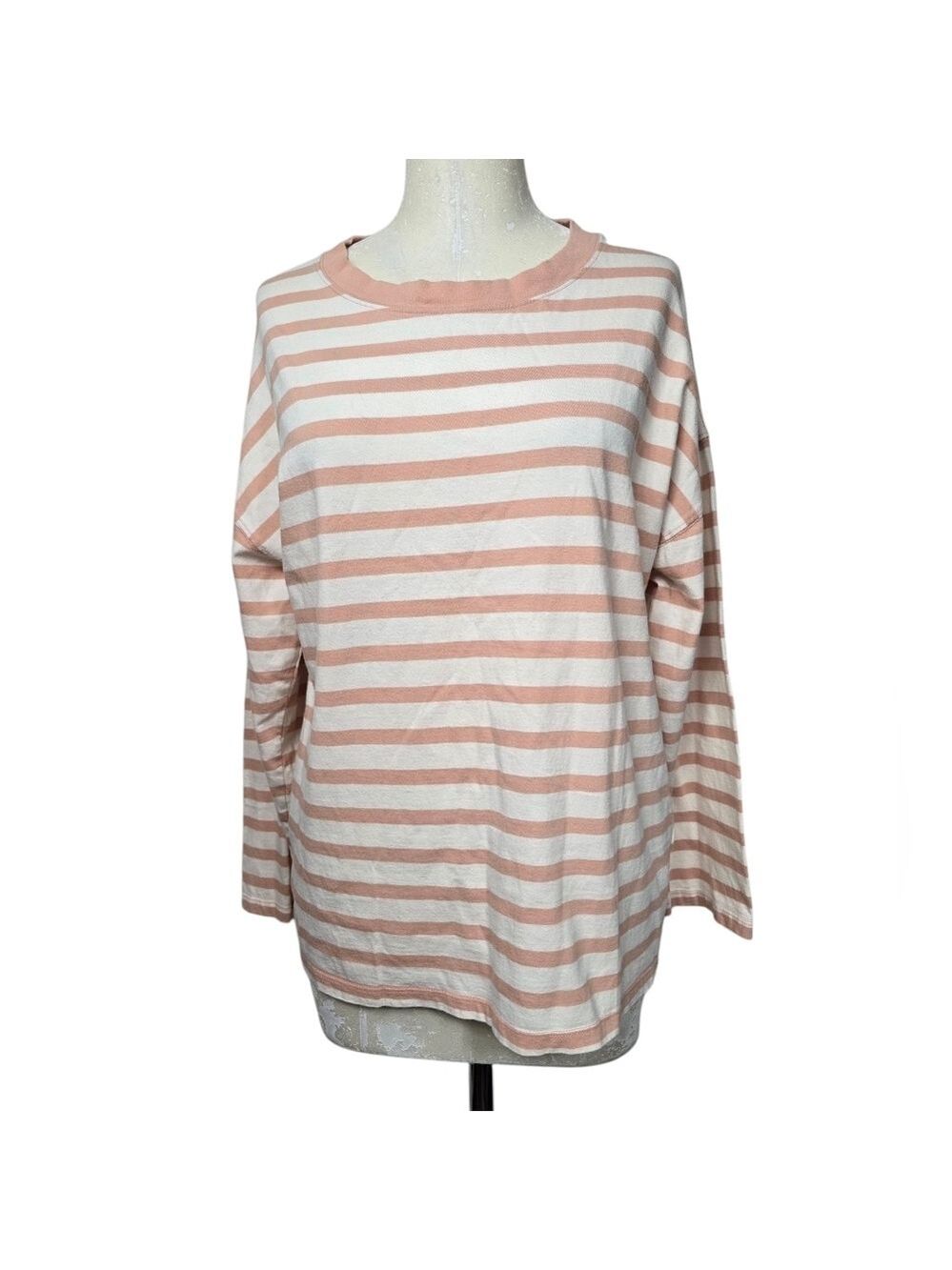 J. Crew Pink White Striped Long Sleeves Shirt S